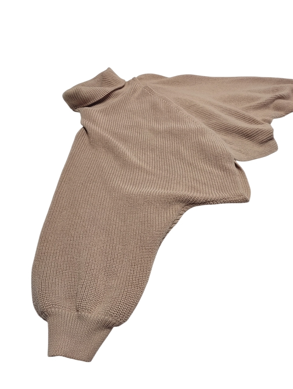 Cider Plus Size 4XL Solid High Neck Tulip Hem Knit Wrap Sweater Tan Camel NWOT - Picture 7 of 9